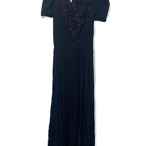 Karin Stevens Vintage Off Shoulder Velvet Maxi Bardot Dress Black NWT Sz. 10